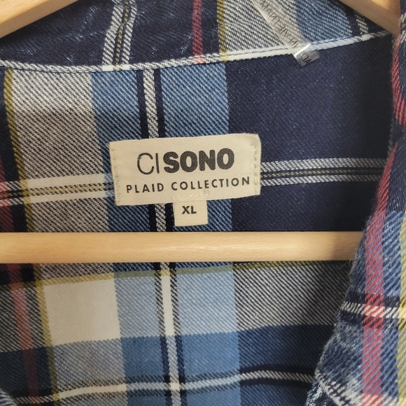 Ci Sono Plaid NORI Blue Plaid Button Down Shirt Nwt - Picture 9 of 12